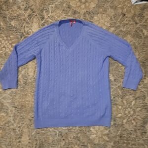 Beautiful blue cable knit pullover 525 sweater size L